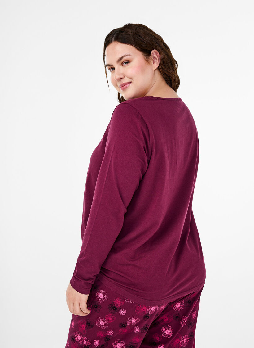 Cotton nightshirt with text print, Red, Model image number 2