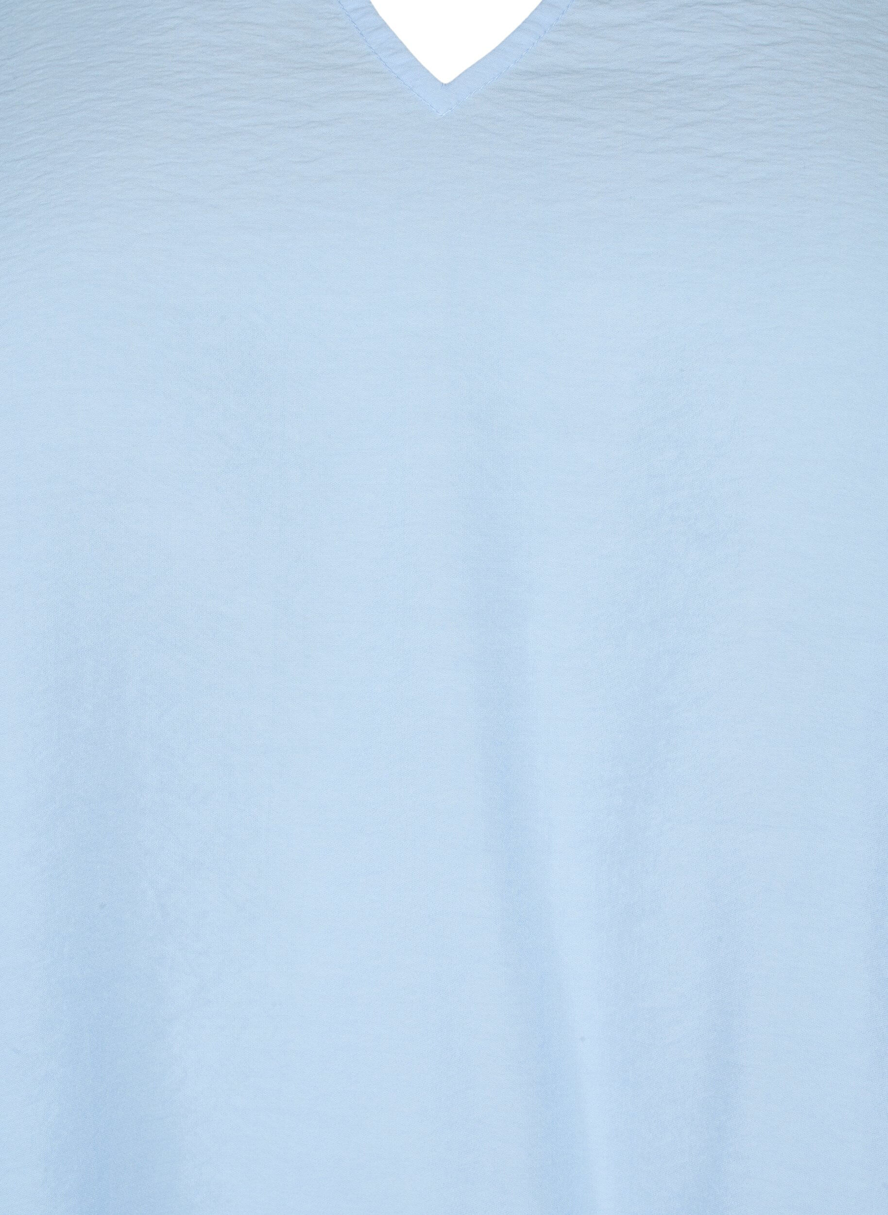 Zizzifashion Short sleeve viscose blouse with embroidery, Light Blue, Packshot image number 2