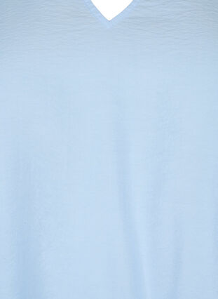 Short sleeve viscose blouse with embroidery, Chambray Blue, Packshot image number 2