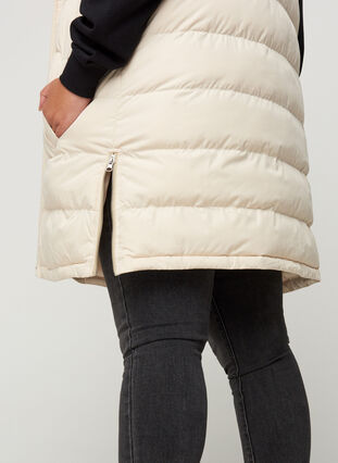 Long vest with a body warmer and button fastening, Pumice Stone, Model image number 2
