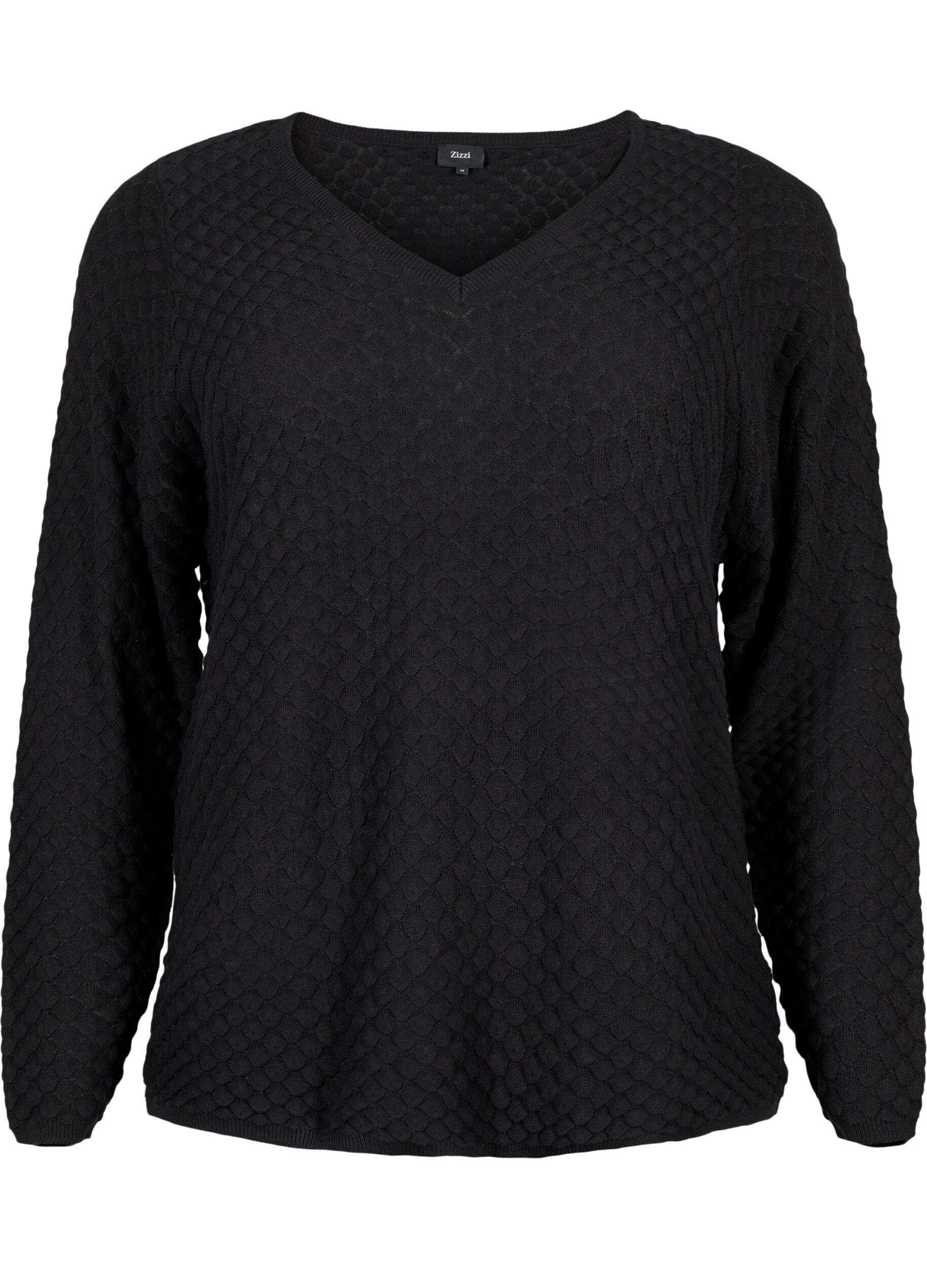 Zizzifashion Structure-patterned pullover in organic cotton	, Black, Packshot image number 0