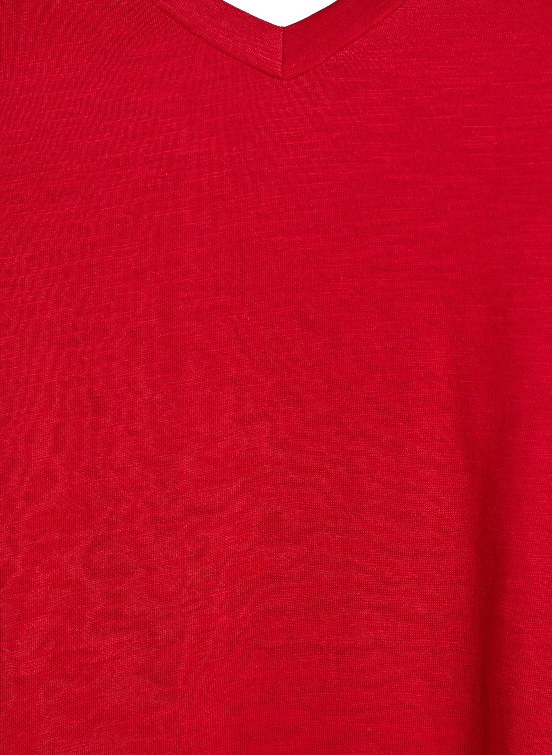 Zizzifashion Short-sleeved basic t-shirt with v-neck, Red, Packshot image number 2