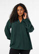 Blouse with smock cuffs and V-neck, Green, Model image number 0