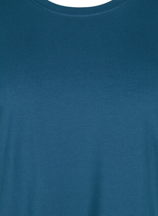 Short-sleeved dress in cotton with slit, Majolica Blue, Packshot image number 2