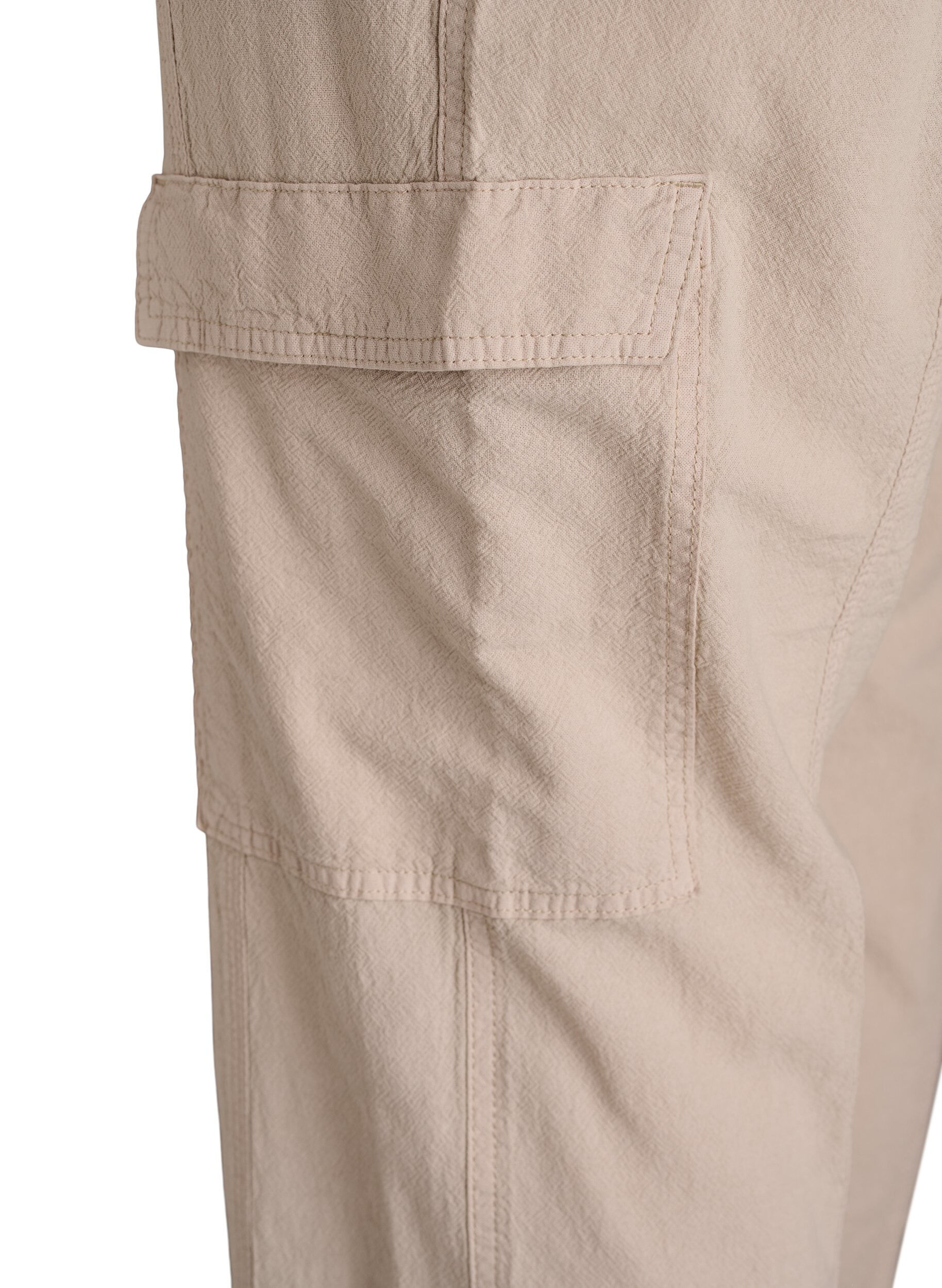 Zizzifashion Loose cargo trousers in cotton, Beige, Packshot image number 4