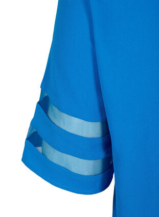 Short-sleeved blouse with v-neck, Princess Blue, Packshot image number 3