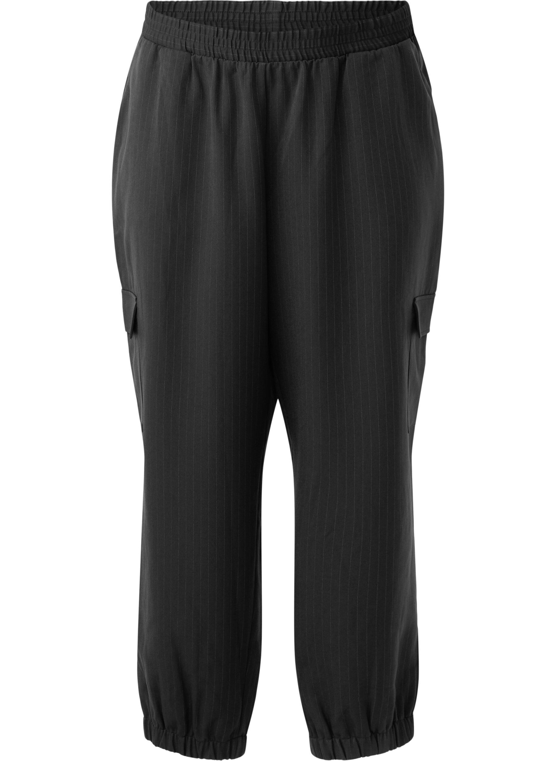 Zizzifashion Trousers with cargo pockets and elasticated waist, Black, Packshot image number 0