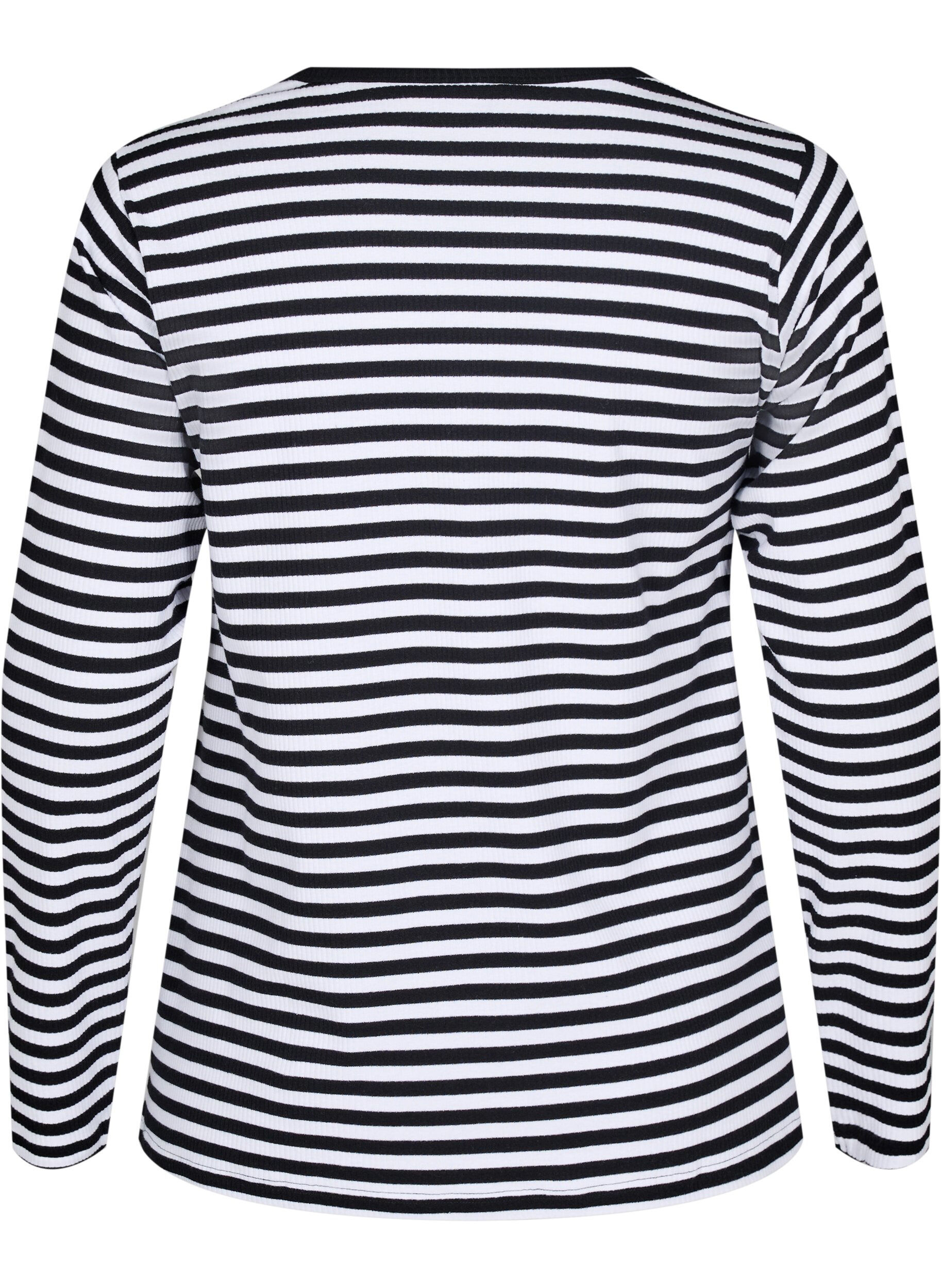 ZizzifashionStriped blouse with long sleeves, Black, Packshot image number 1