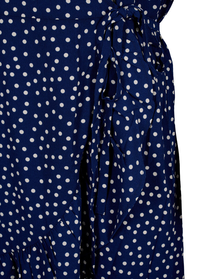 Printed wrap dress with short sleeves, Blue, Packshot image number 3