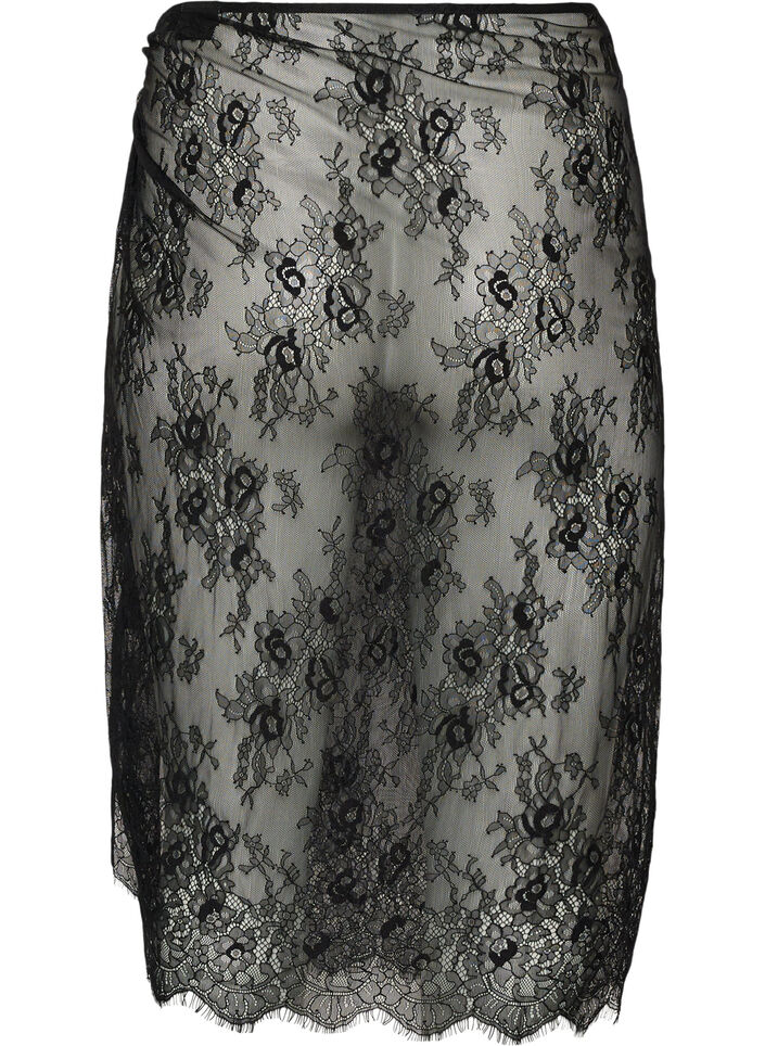 Lace wrap skirt with tie-fastening, Black, Packshot image number 1