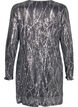 Long-sleeved sequin dress with pattern, Silver Sequins, Packshot image number 1