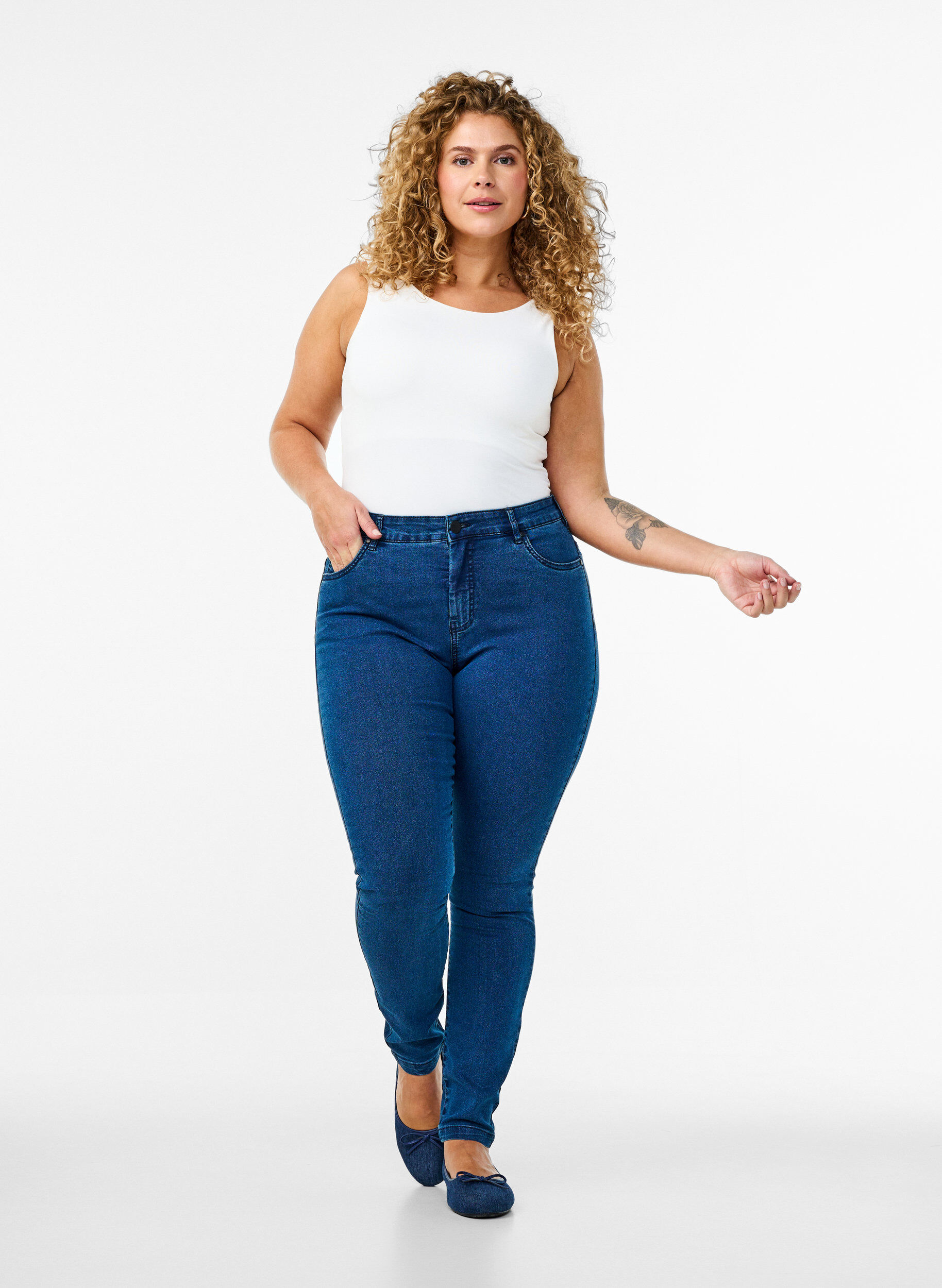 High waist super slim Amy jeans, Blue, Model