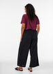 Corduroy trousers with wide legs and a high waist, Black, Model image number 1