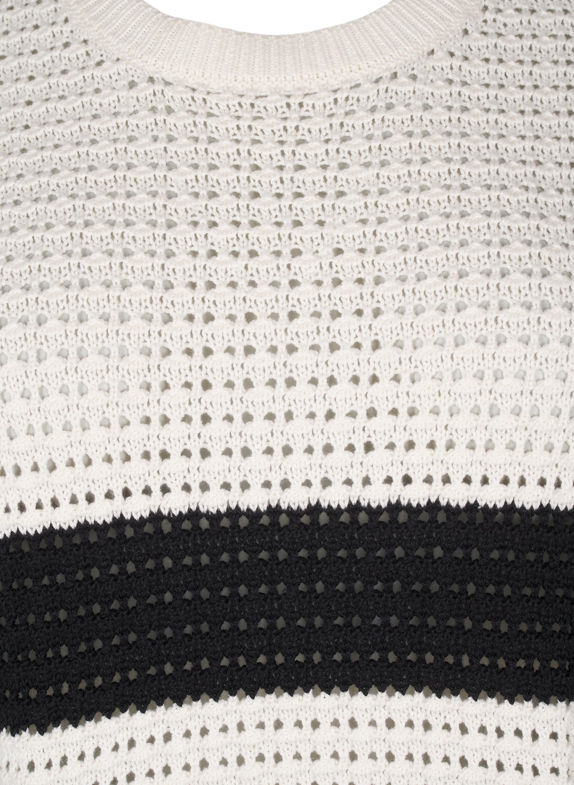 Zizzifashion Long-sleeved striped knitted blouse, Vanilla, Packshot image number 2