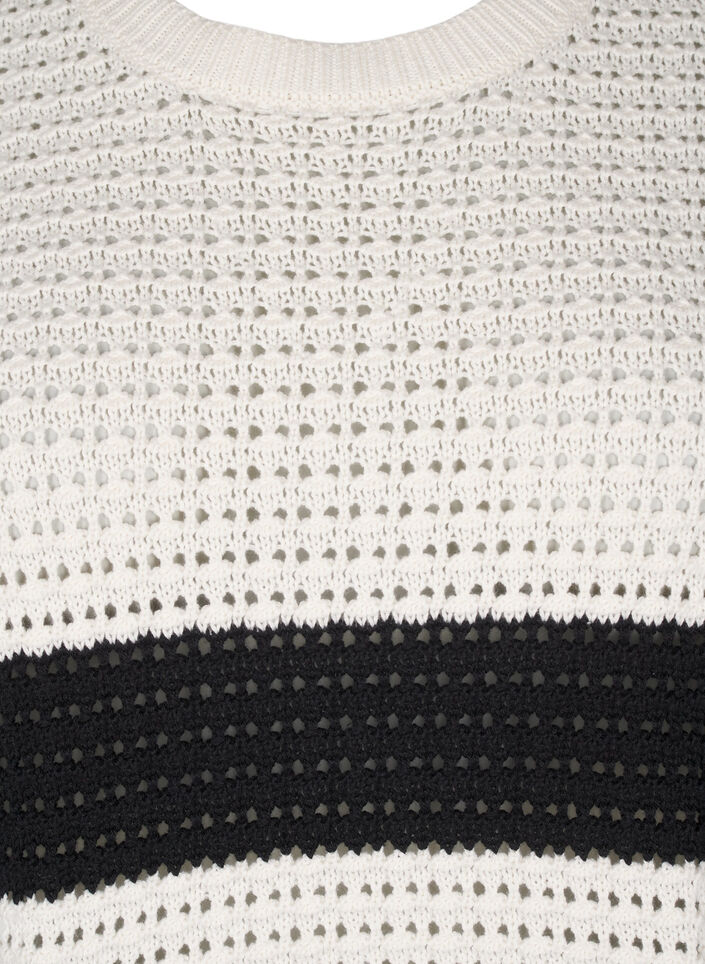 Long-sleeved striped knitted blouse, Vanilla, Packshot image number 2