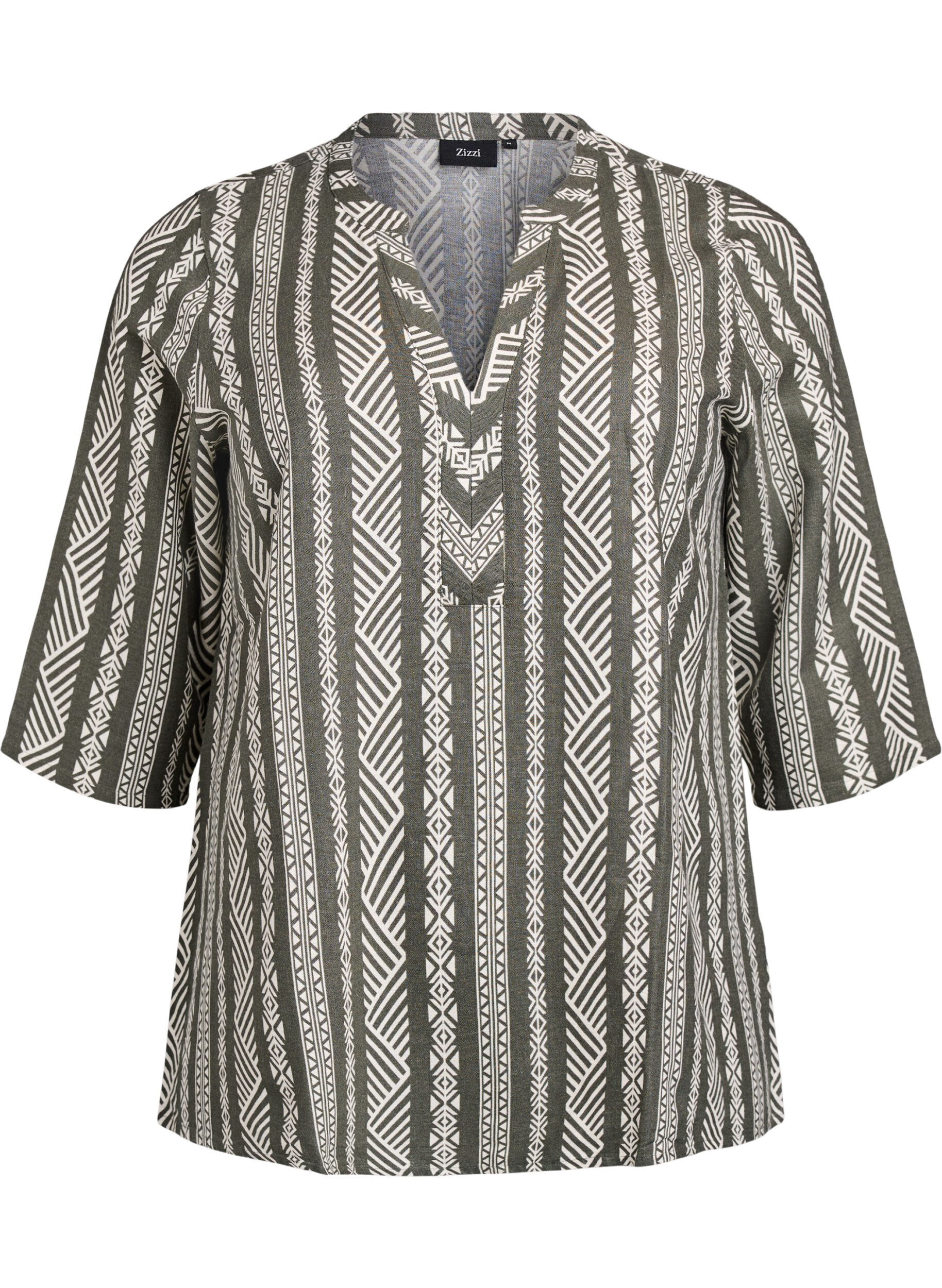 Striped blouse in linen-viscose blend