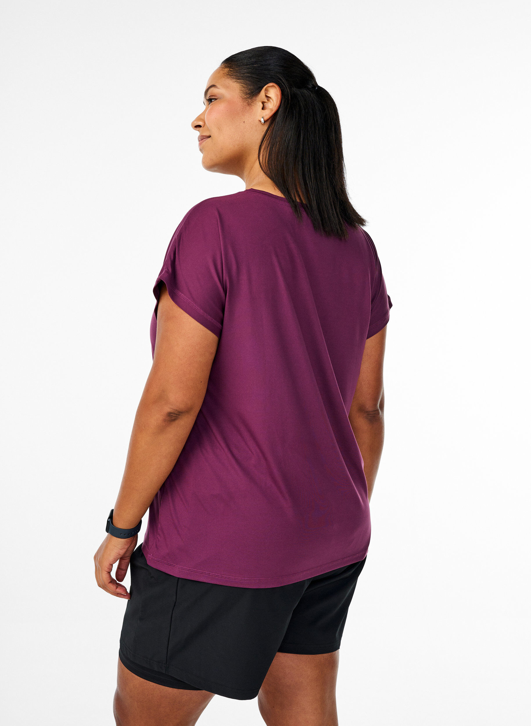 Zizzifashion Solid-coloured workout T-shirt, Purple, Model image number 2
