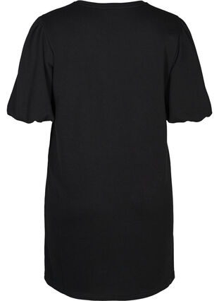 Sweater dress with puff sleeves, Black, Packshot image number 1