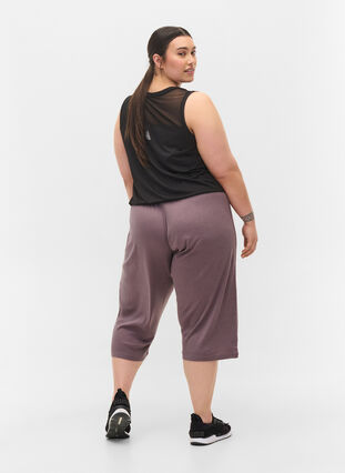 Loose culotte trousers in rib fabric, Sparrow, Model image number 1