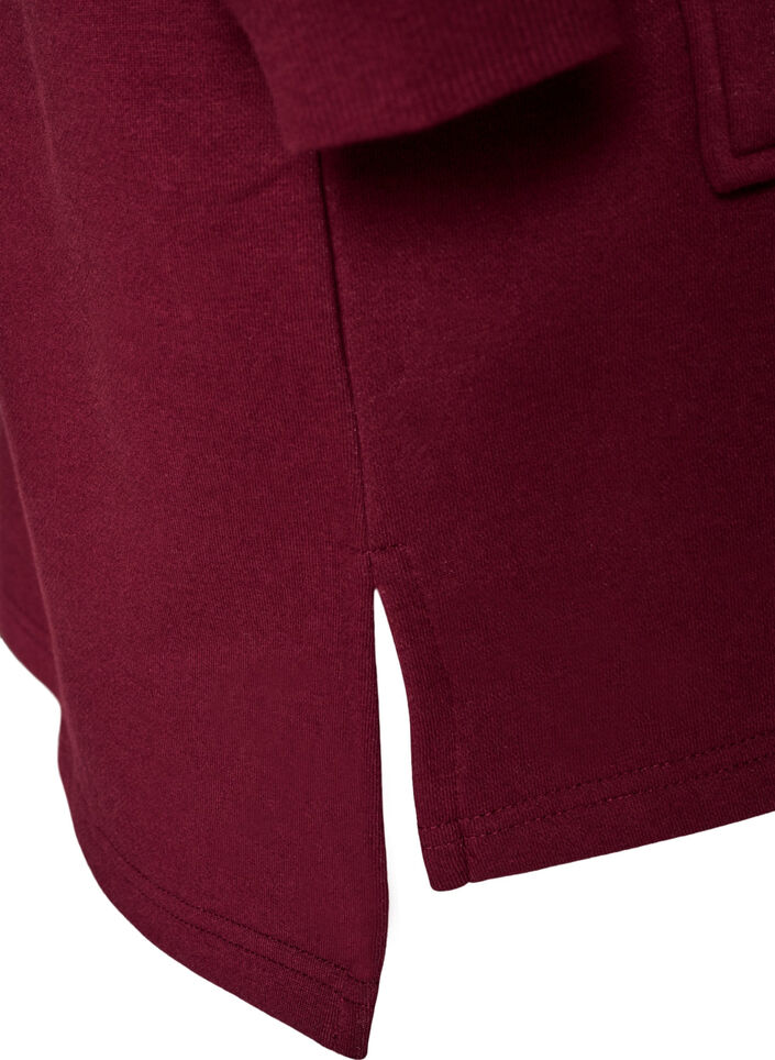 Long hooded cardigan with zipper, Red, Packshot image number 4
