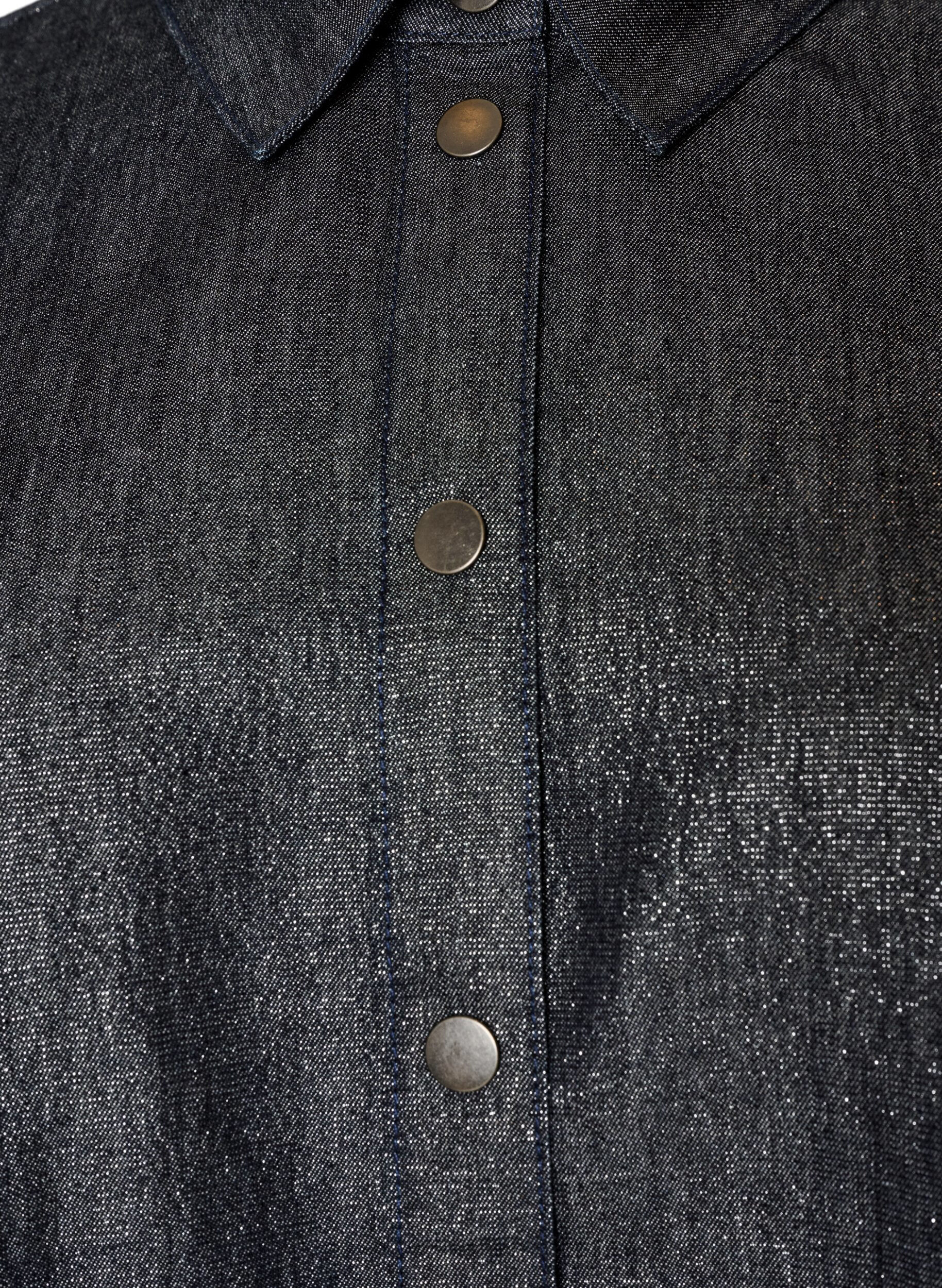 ZizzifashionDenim shirt with glitter thread and 3/4 sleeves, Dark Grey, Packshot image number 2