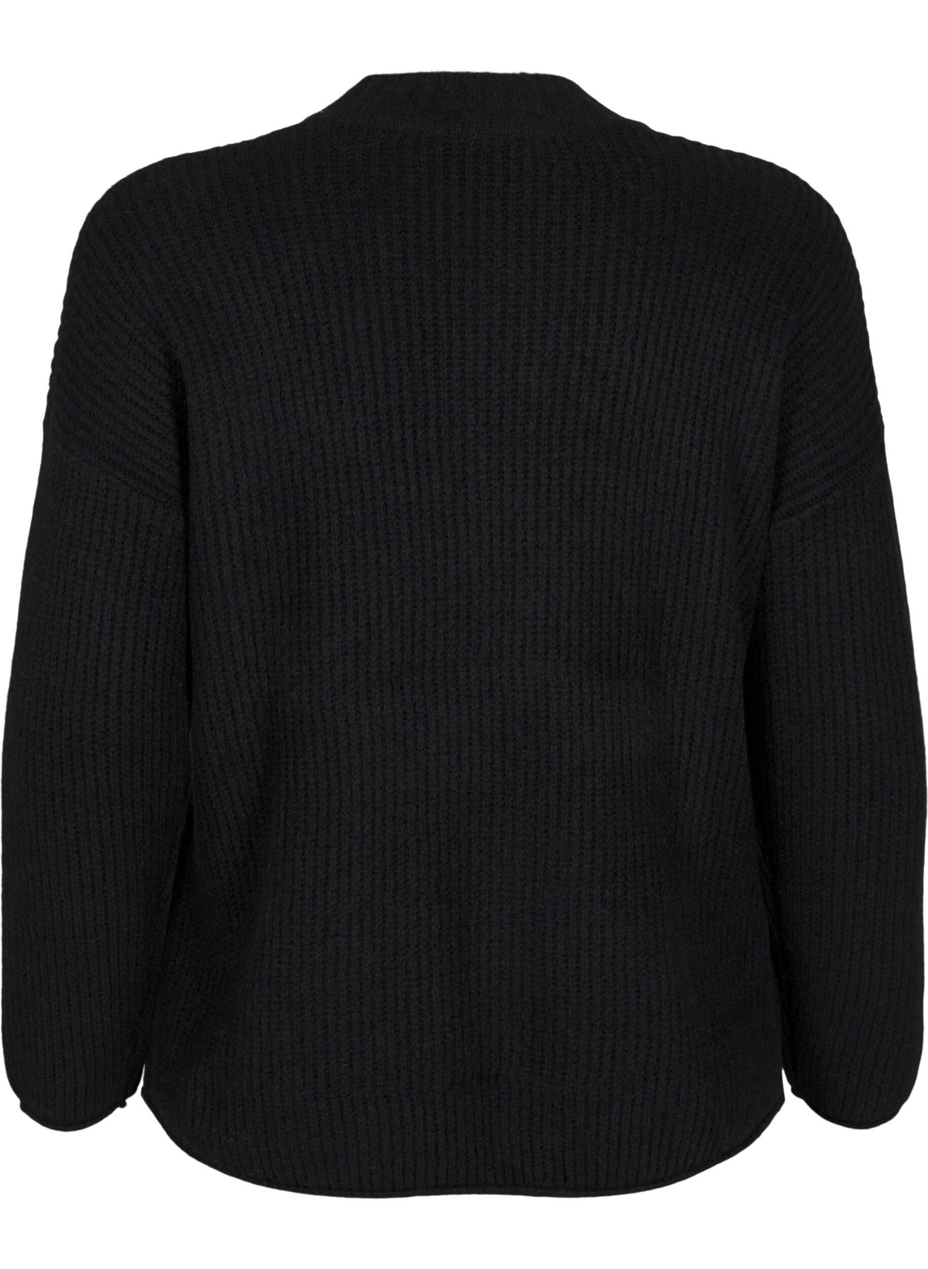 Zizzifashion Jumper with a striped pattern and long sleeves, Black Mel., Packshot image number 1