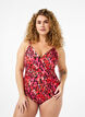 Swimsuit with print and wrap effect, Red Leopard AOP, Model image number 0
