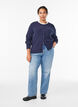 Cardigan with cable-knit sleeves, Blue, Model image number 1