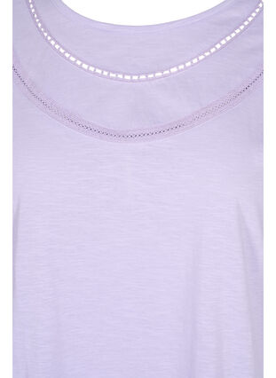 Cotton t-shirt with lace ribbon, Lavender, Packshot image number 2