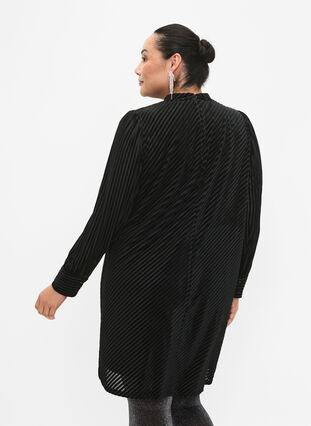 Textured dress in velour, Black, Model image number 1