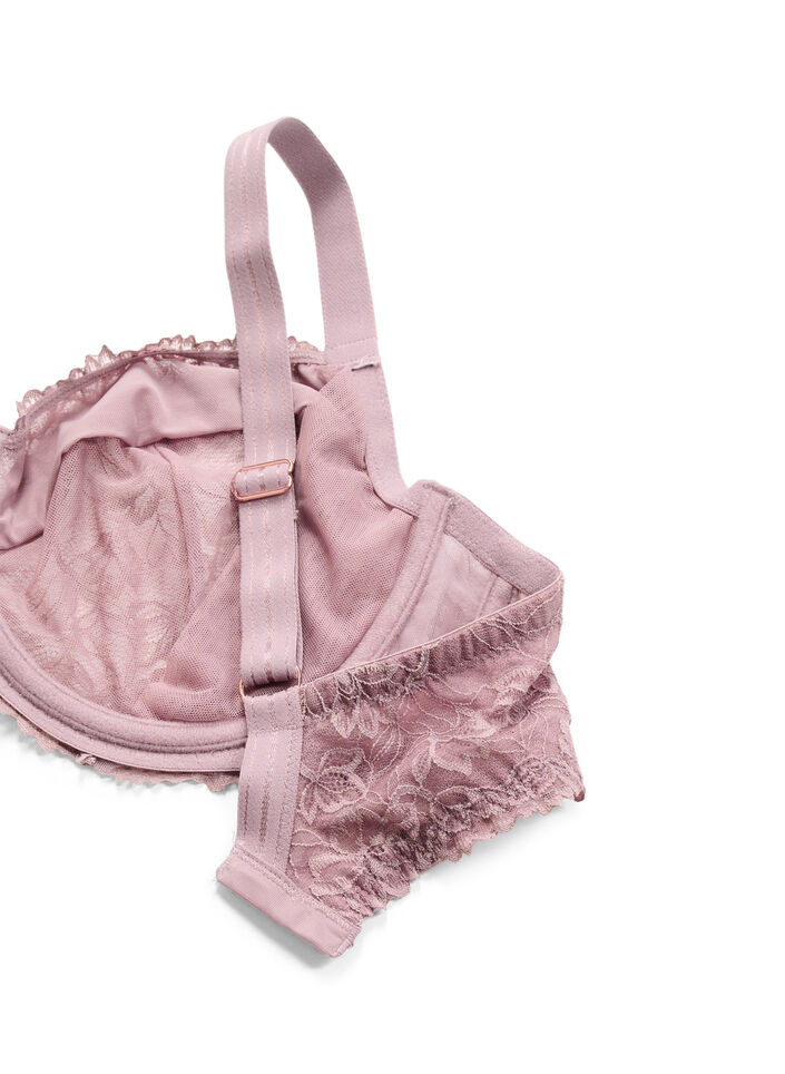 Full cover bra in mesh with lace, Rose, Packshot image number 3