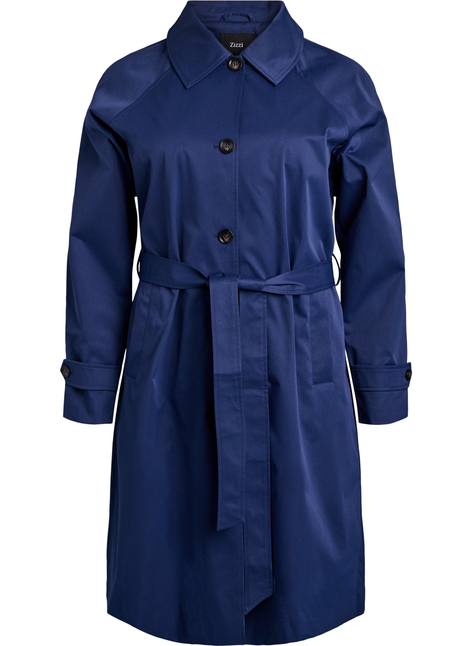 Trenchcoat with belt and slits