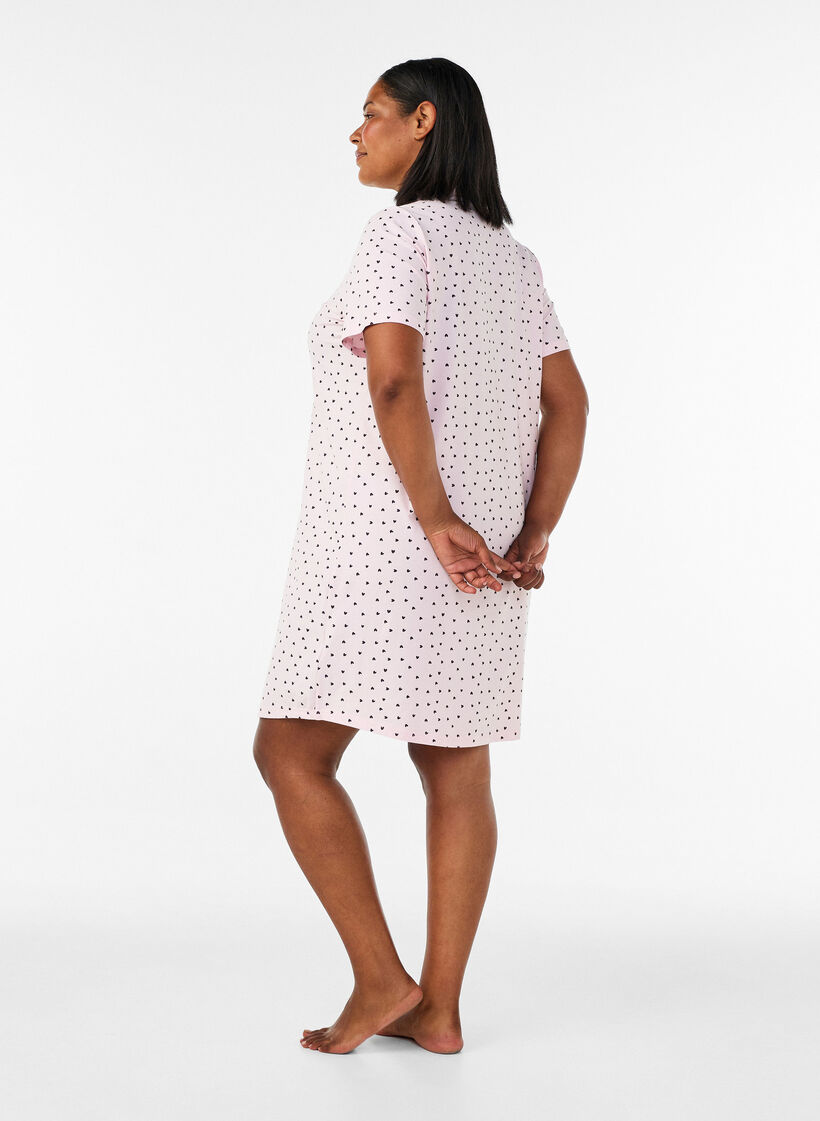 Cotton nightgown with button fastening, Pink, Model image number 2