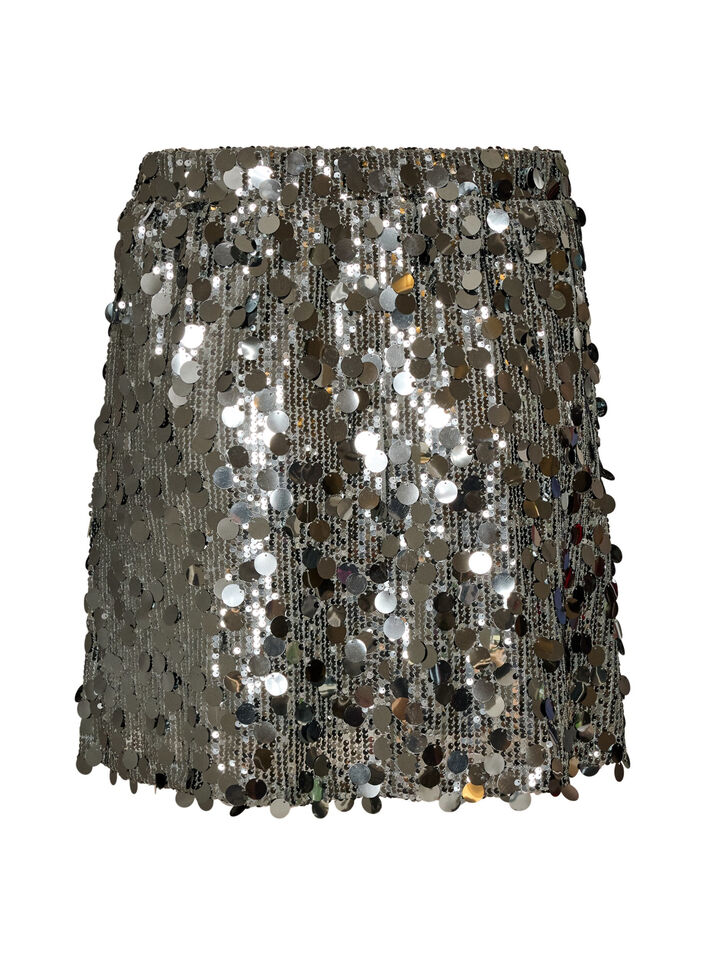 Short sequin skirt with an elasticated waistband, Dark Grey, Packshot image number 1