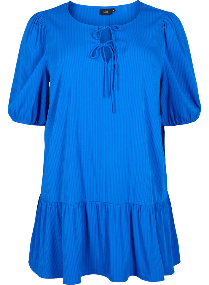 Tunic in viscose with ties, Princess Blue, Packshot image number 0