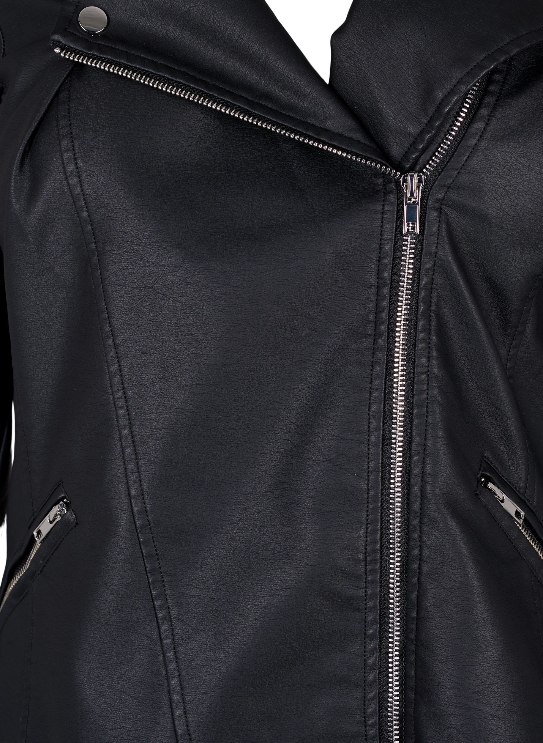Zizzifashion biker jacket in imitated leather, Black, Packshot image number 2