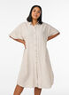 Shirt dress in linen and viscose with short sleeves, Beige, Model image number 0