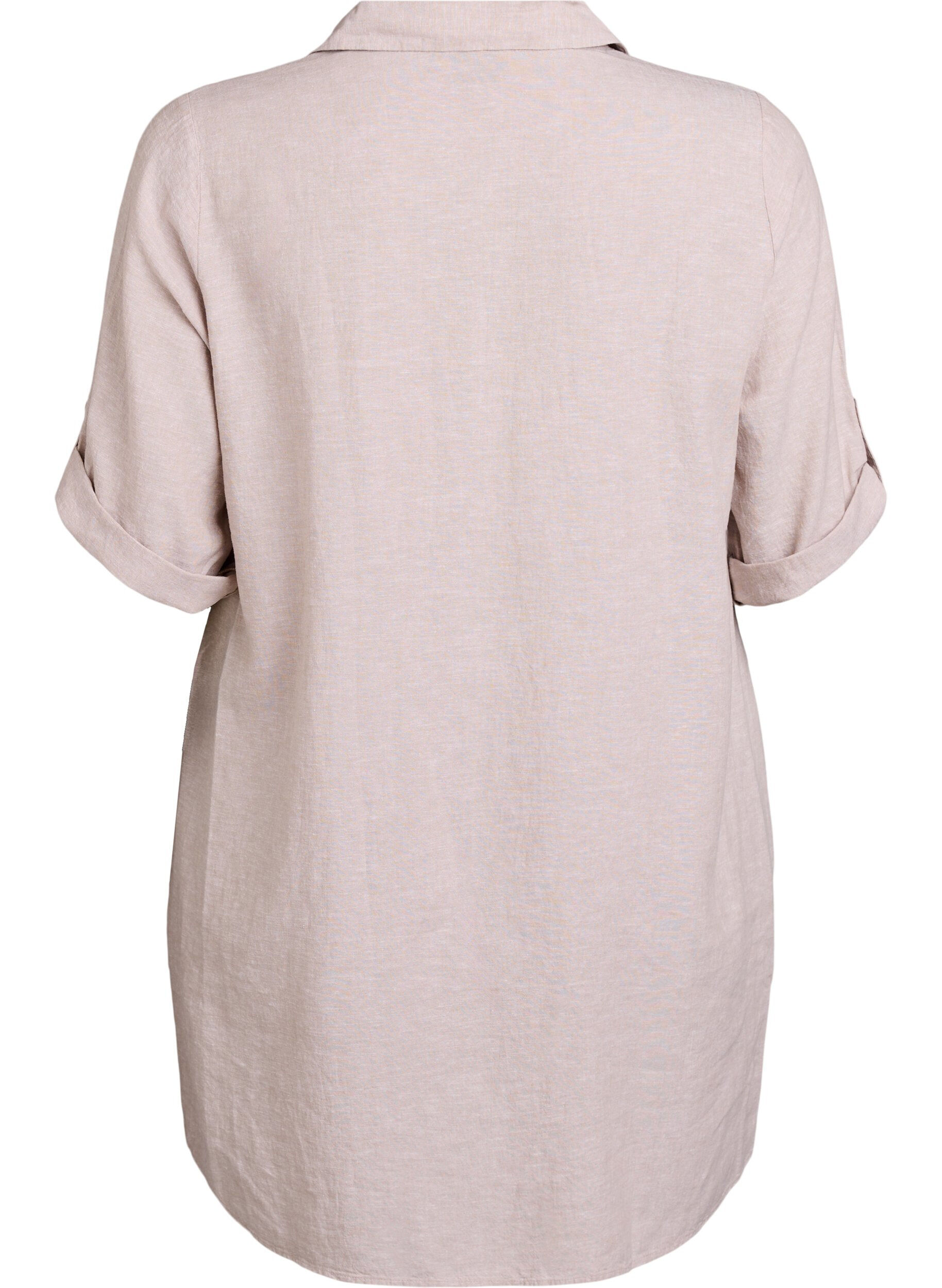 Zizzifashion Linen and viscose tunic with A-shape, Beige, Packshot image number 1