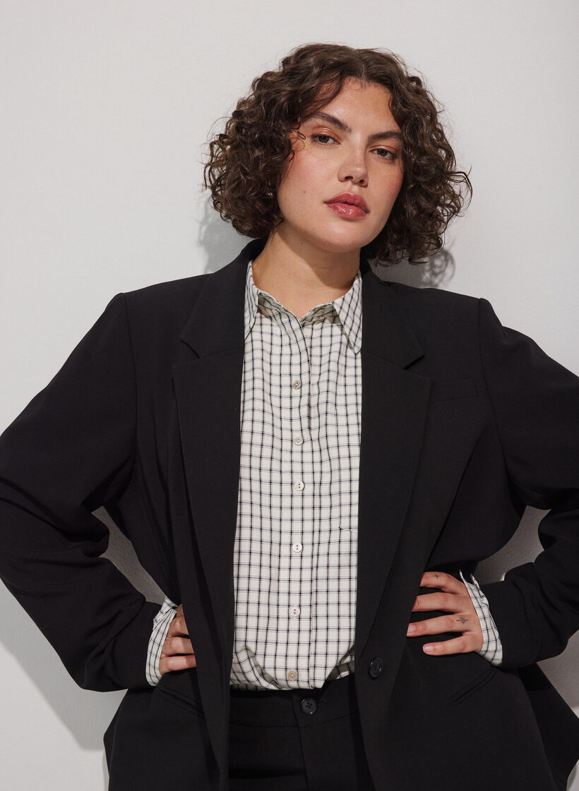 Classic blazer with a single button closure, Black, Model image number 0