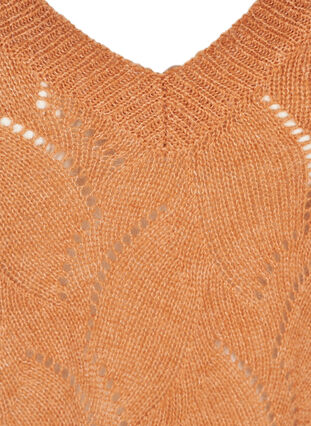 Pattern knitted top with wool, Amber Brown MEL, Packshot image number 2