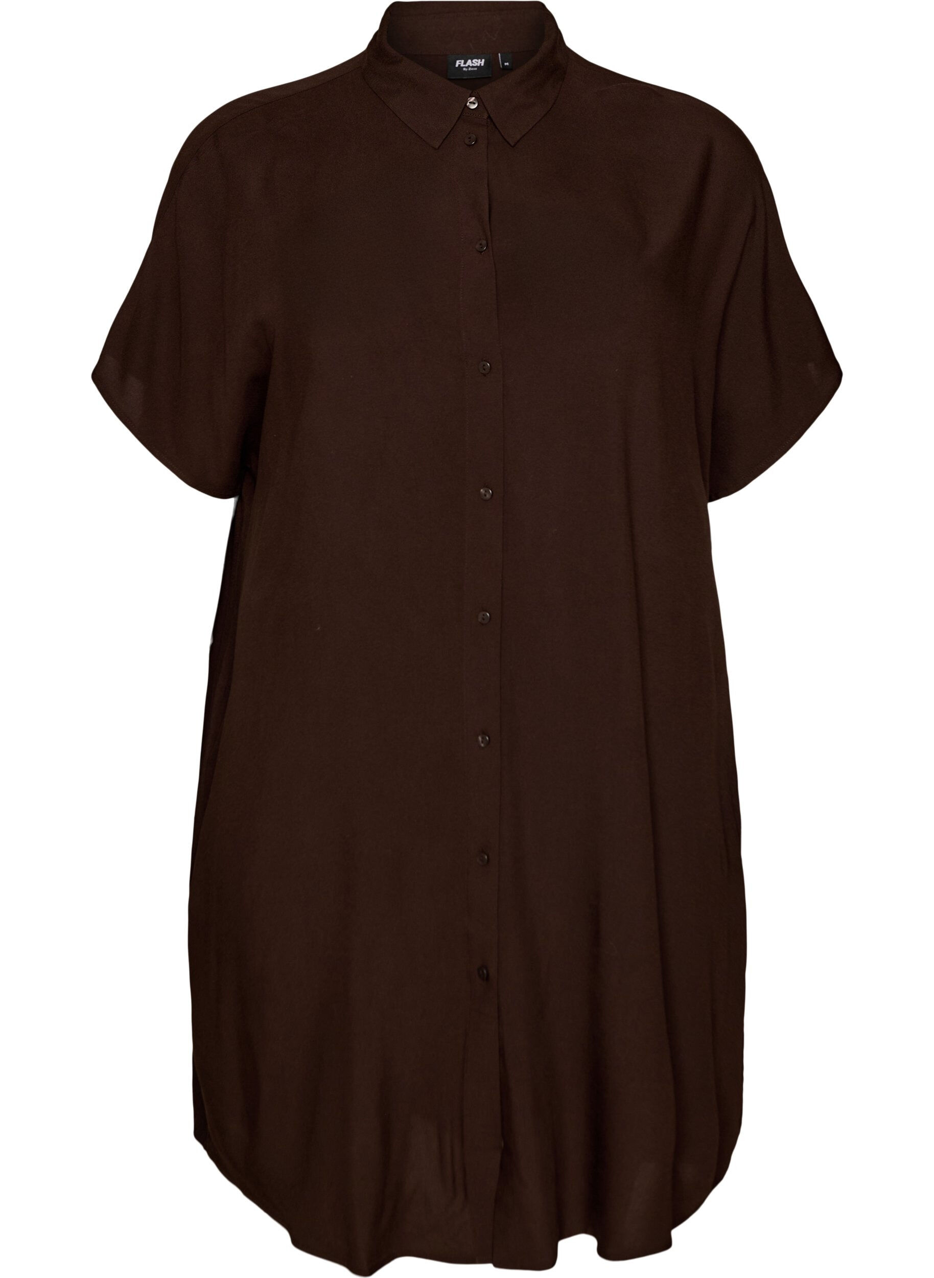 Zizzifashion Loose-fitting long shirt in viscose, Brown, Packshot image number 0