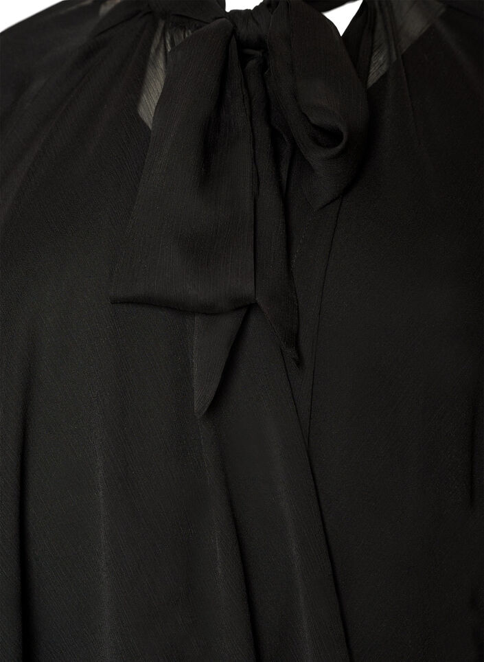 Sleeveless dress with chiffon cape, Black, Packshot image number 2