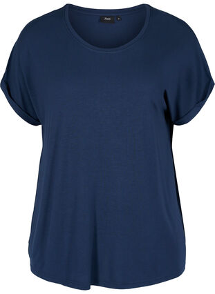 Short-sleeved T-shirt of viscose blend, Black Iris, Packshot image number 0