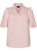 Blouse in cotton muslin with broderie anglaise and 1/2 sleeves, Rose, Packshot image number 0