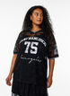 Sporty lace t-shirt with a loose fit, Black, Model image number 0