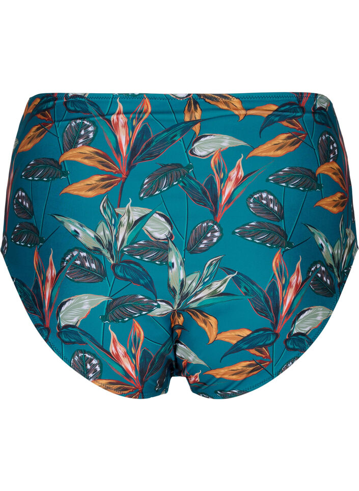 High-waisted bikini bottoms with print, Turquoise, Packshot image number 1