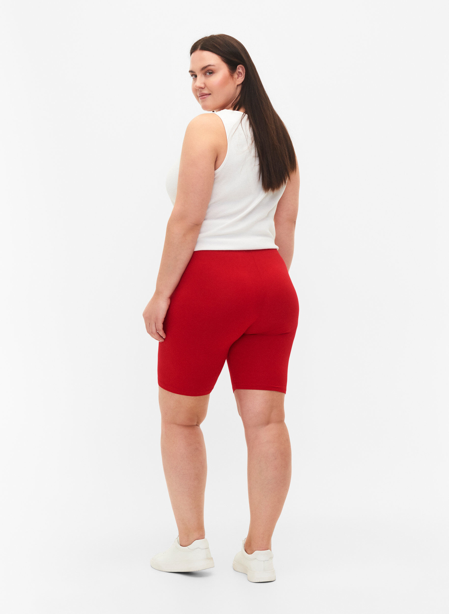 Zizzifashion Plain-coloured basic bike shorts, Red, Model image number 2