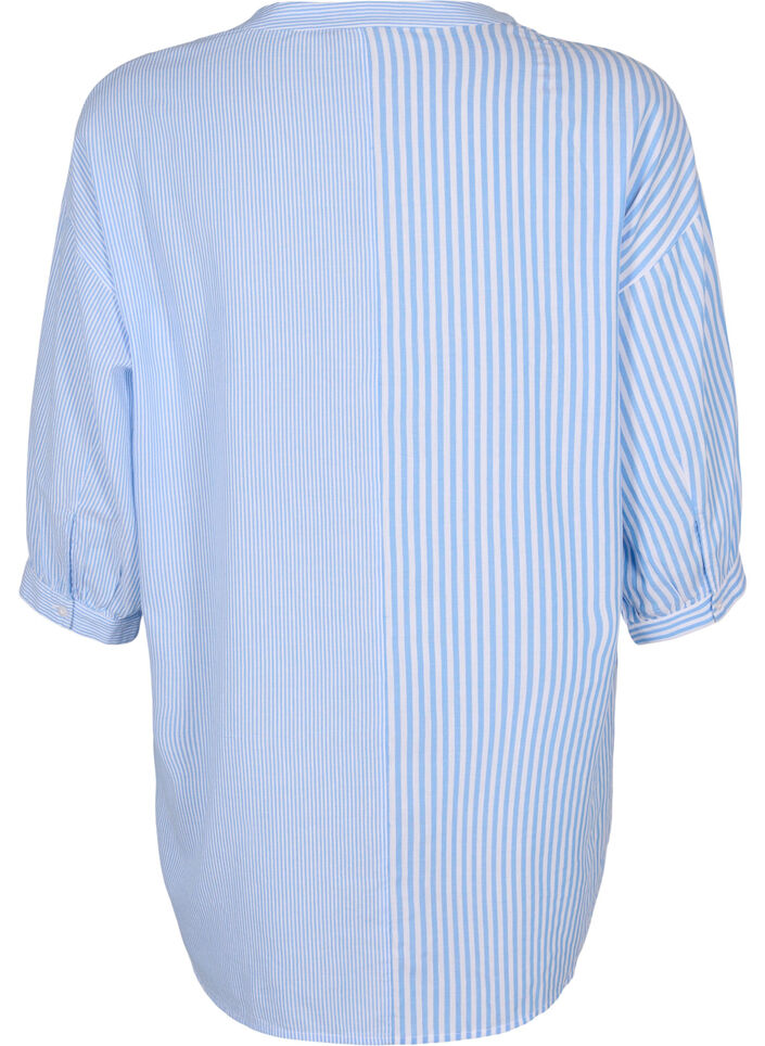 Checked tunic with 3/4 sleeves, Blue, Packshot image number 1