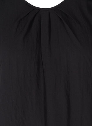 Short-sleeved viscose blouse with round neck, Black, Packshot image number 2