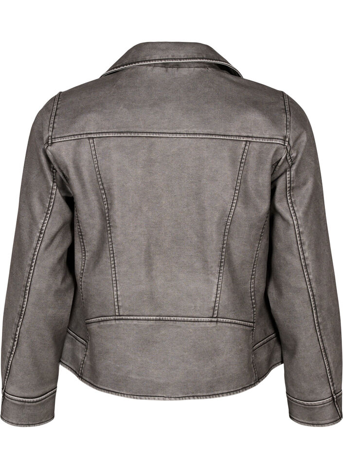 Distressed imitation leather jacket, Dark Grey Wash, Packshot image number 1